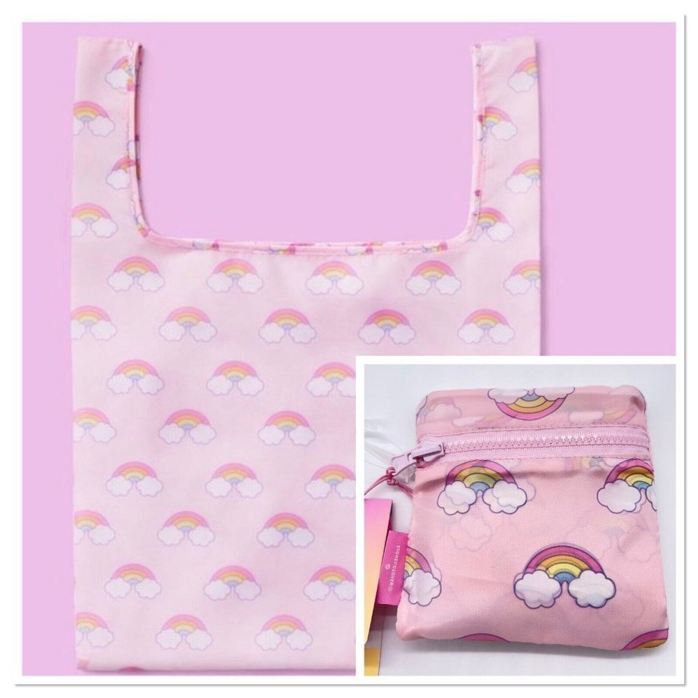 NWT Stoney Clover Ln x Target Light Pink/Mini Rainbow Fold Up Reusable Tote Bag